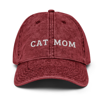 cat mom - Vintage Embroidered Hat