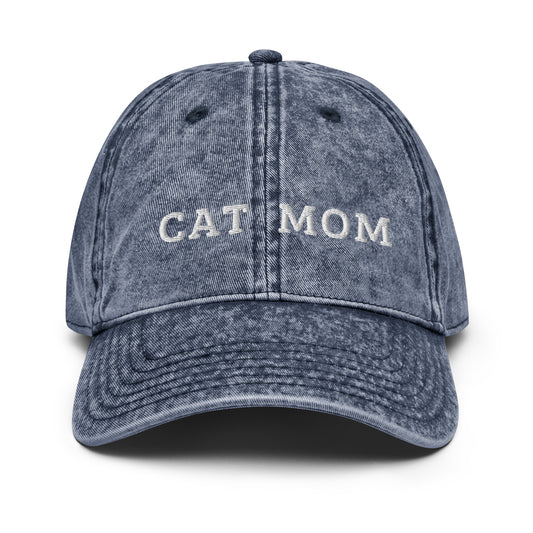 cat mom - Vintage Embroidered Hat