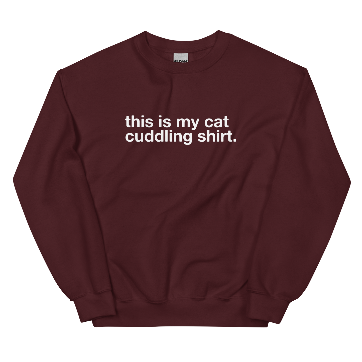 cat cuddling shirt. - Unisex Crewneck Sweatshirt