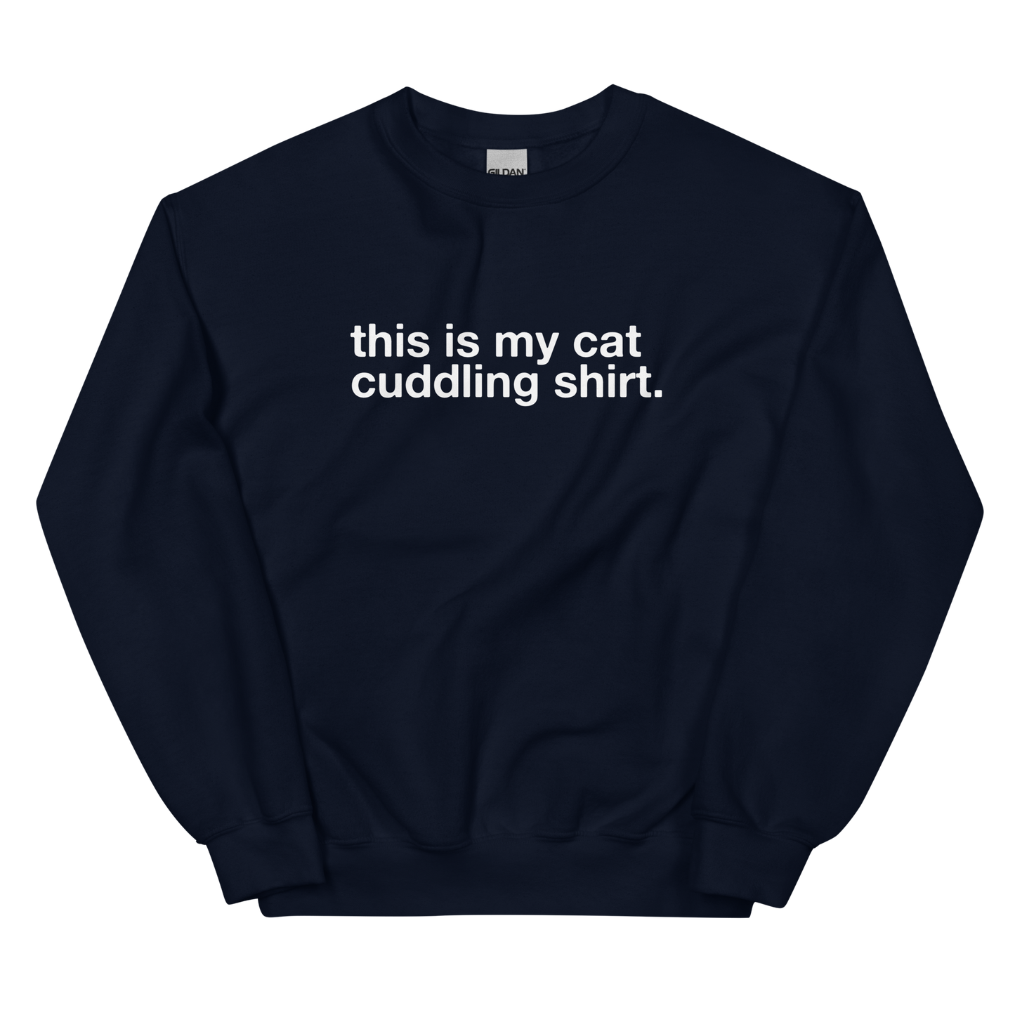 cat cuddling shirt. - Unisex Crewneck Sweatshirt